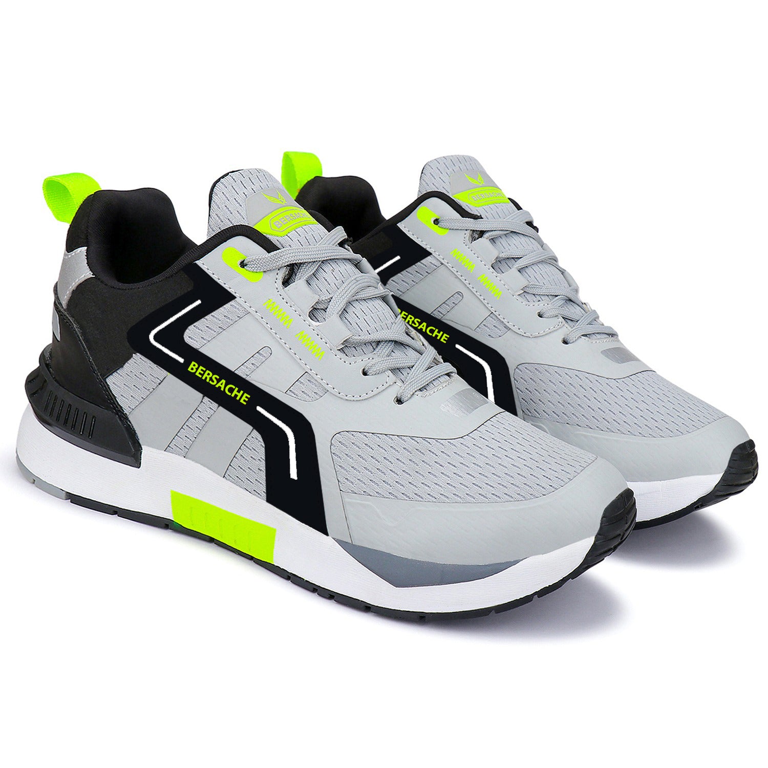 Bersache Lightweight Sports Running Walking Trekking Shoes For Men (9080-Grey)