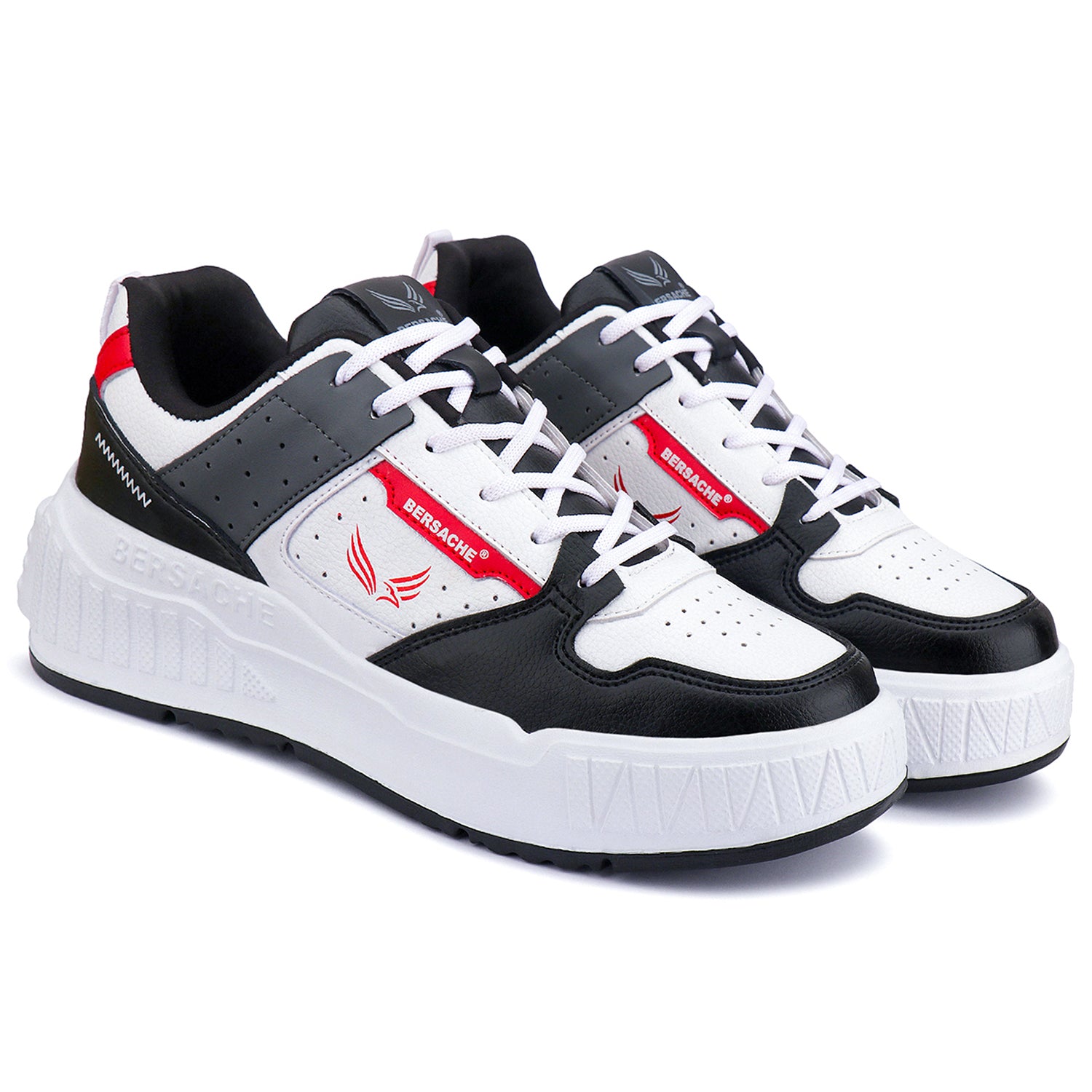 Bersache Lightweight Sports Running Shoes For Men Light ( Black& Red -8050)