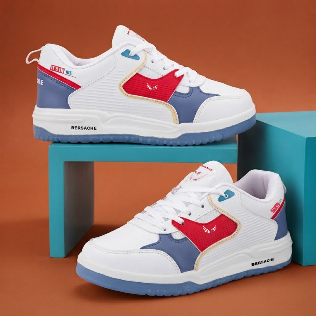 Bersache Casual Sneaker shoe for Men| Soft Cushioned Insole , Slip-Resistance Casuals For Men (Blue-White-8147).