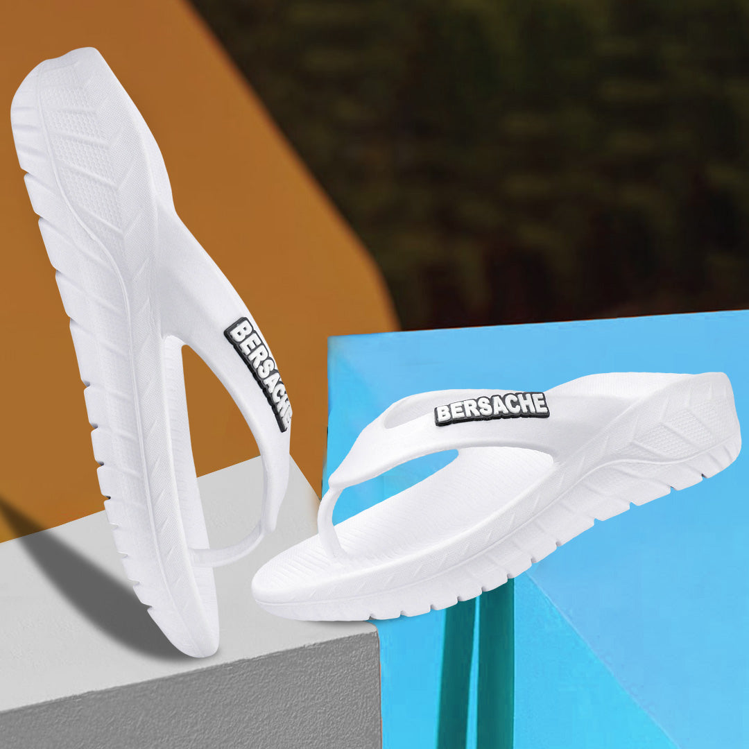 Bersache Extra Soft Classic Casual with Regular wear with Ultra Soft & Flexibility Technology Flip Flop for Men's & Boy's (6257-White)
