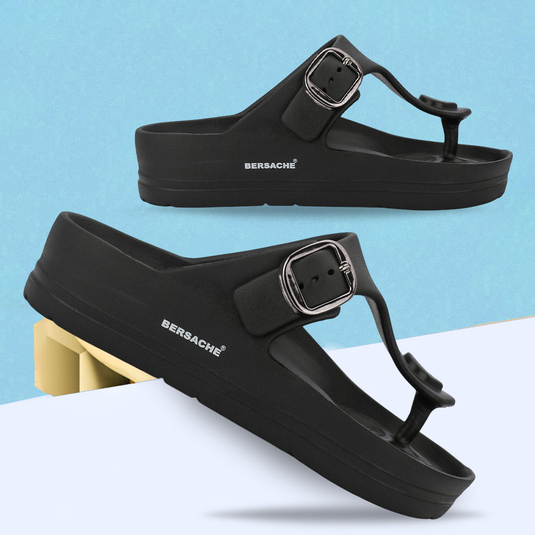 Bersache Extra Soft Classic Casual CHAPPAL with Regular wear with Ultra Soft & Flexibility Technology Slippers for Men's-(6288-Black)