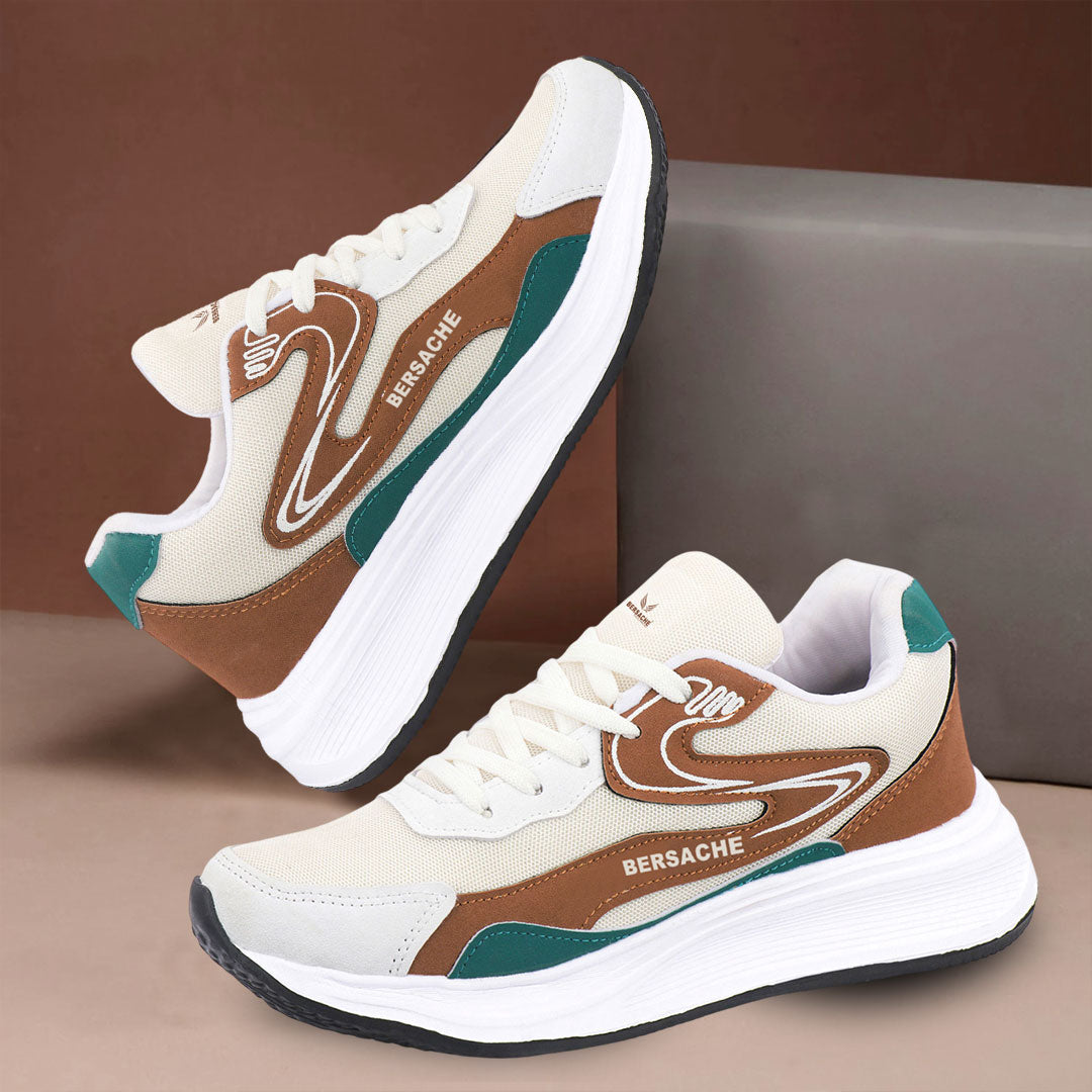Bersache Casual Sneaker shoe for Men| Soft Cushioned Insole , Slip-Resistance Casuals For Men (Brown-8137)