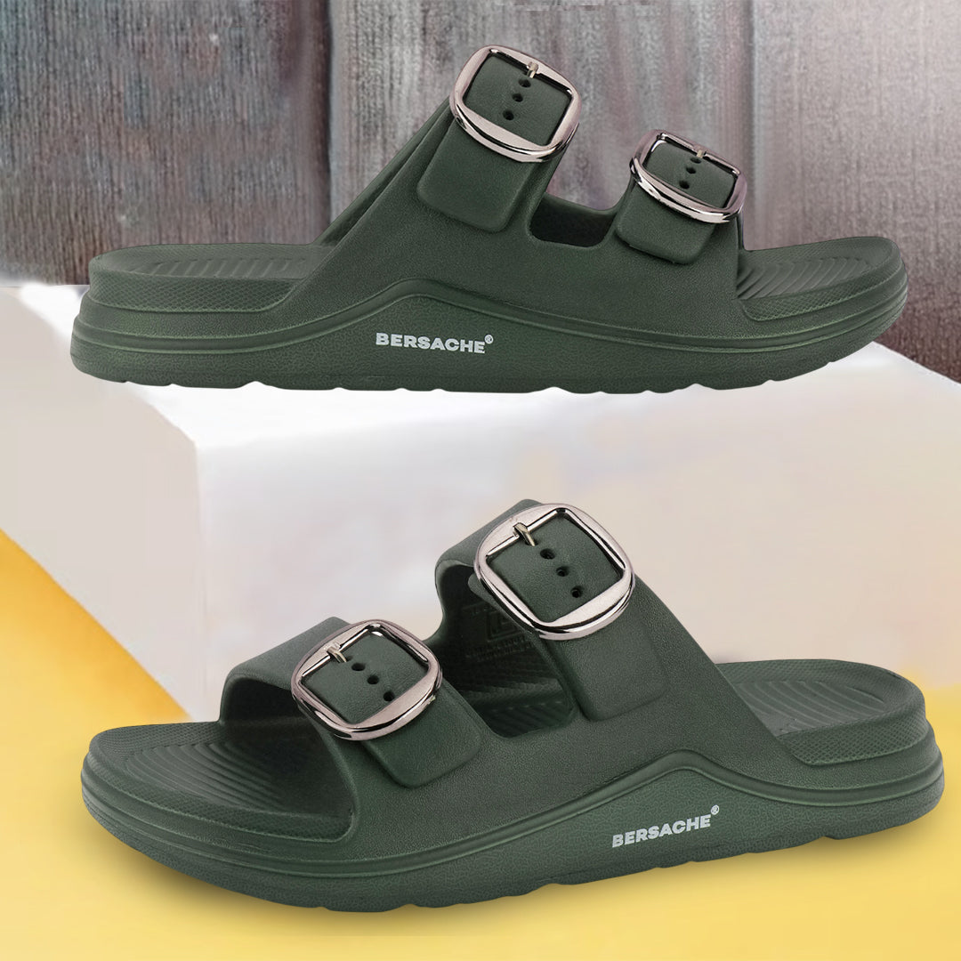 Bersache Extra Soft Classic Casual with Regular wear with Ultra Soft & Flexibility Technology Sandals for Men's-(6284-Green)