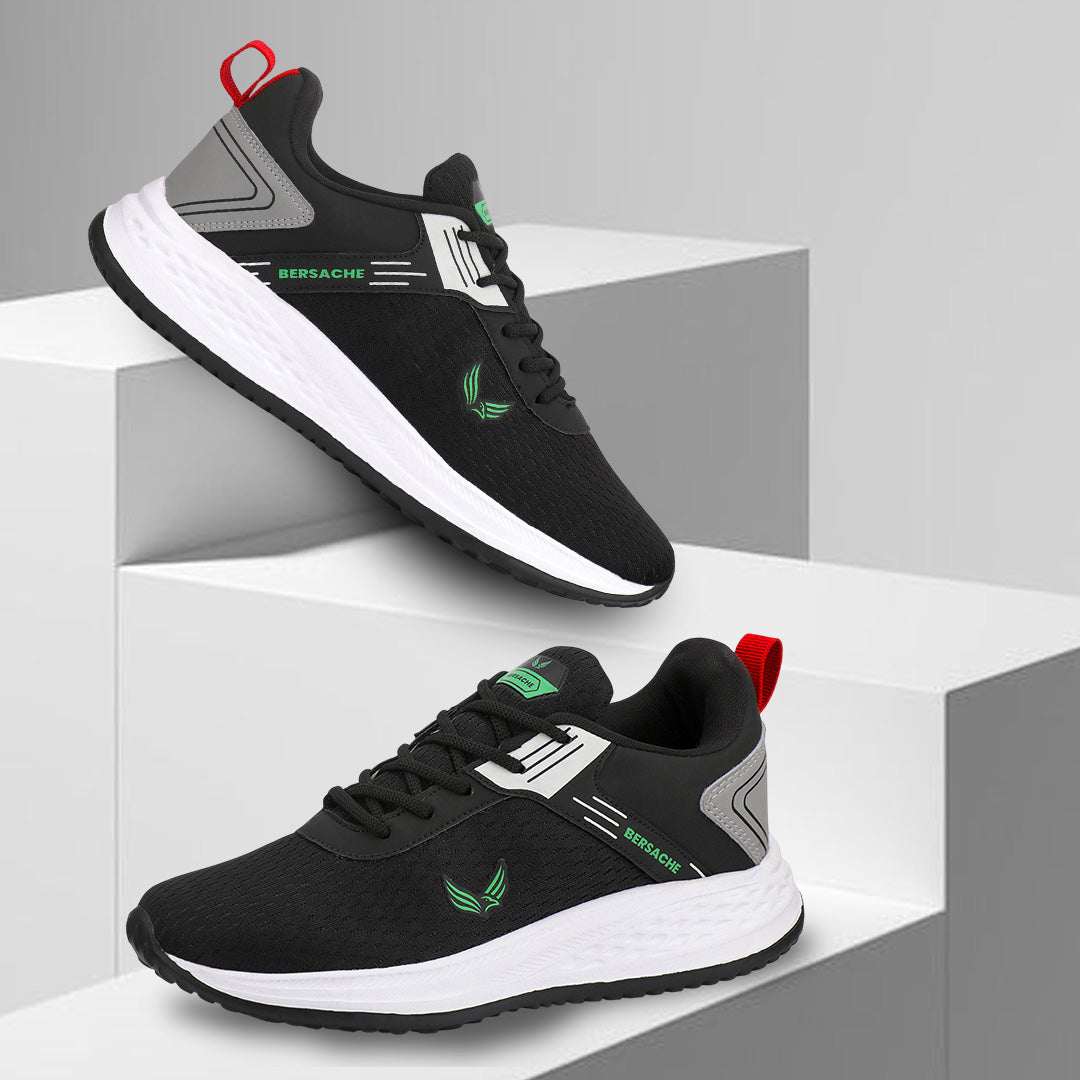 Bersache Lightweight Casual Sneaker Shoes For Men (Black-8092)