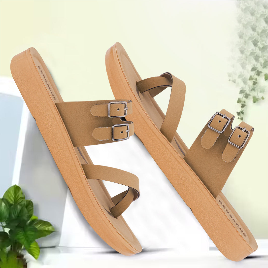 Bersache Extra Soft Classic Casual with Regular wear with Ultra Soft & Flexibility Technology Sandal For Women's/Girl's-Tan(beige)-6226