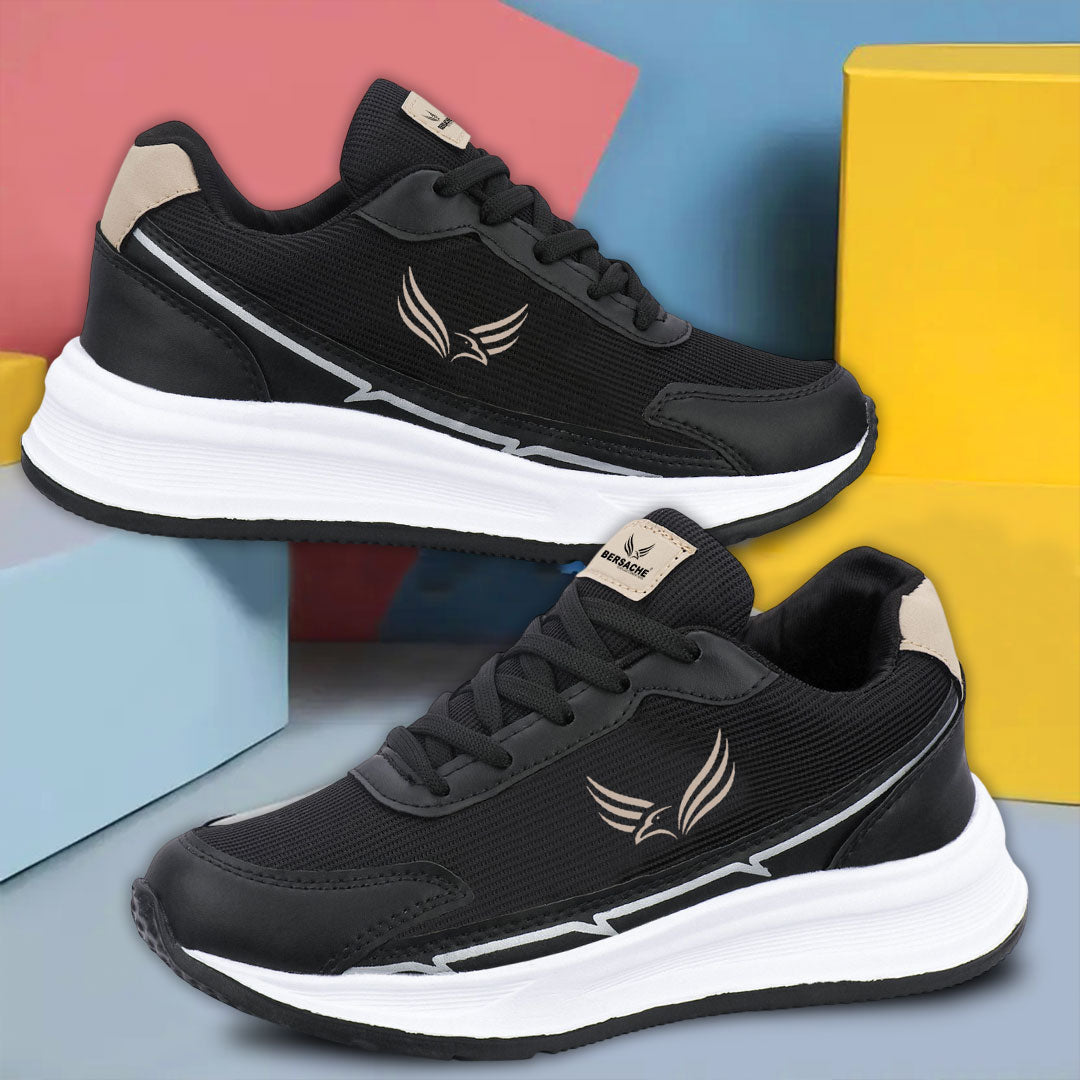 Bersache Casual Sneaker shoe for Men| Soft Cushioned Insole , Slip-Resistance Casuals For Men (Black-8138)
