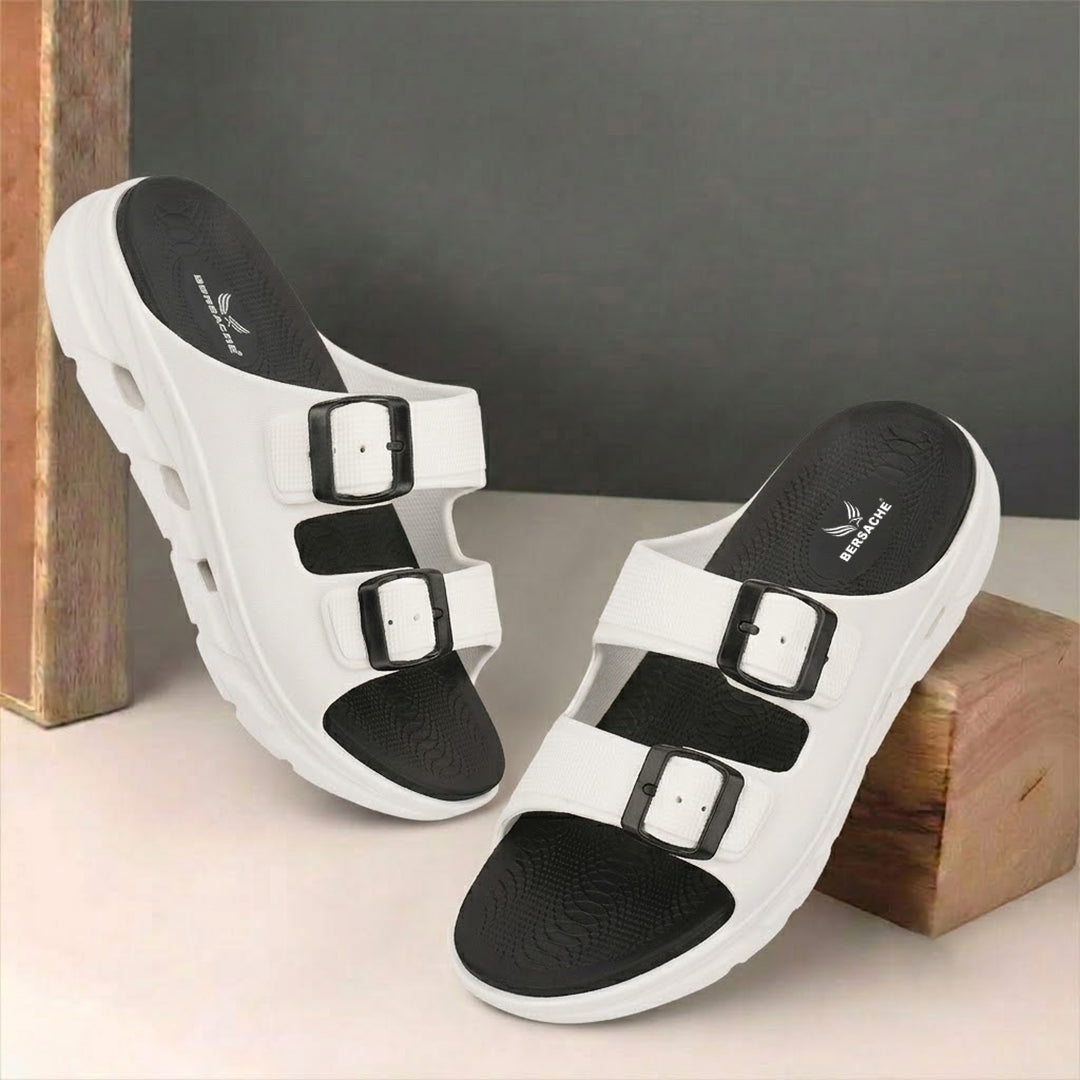 Bersache Extra Soft Classic Casual CHAPPAL with Regular wear with Ultra Soft & Flexibility Technology Slippers for Men's-(6339-White).