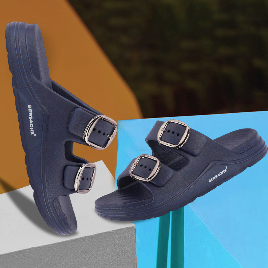 Bersache Extra Soft Classic Casual CHAPPAL with Regular wear with Ultra Soft & Flexibility Technology Slippers for Men's-(6285-Navy-Blue)