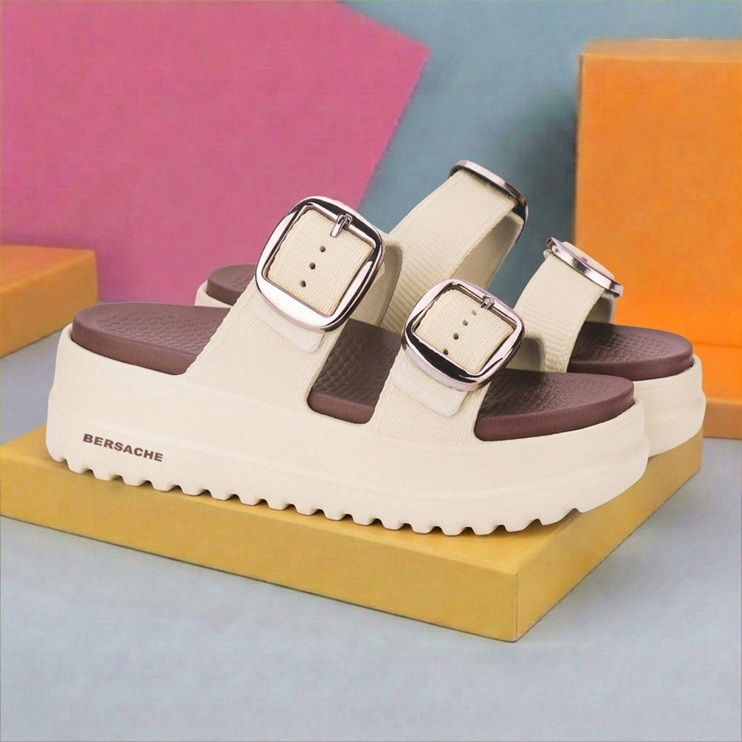 Bersache Extra Soft Classic Casual with Regular wear with Ultra Soft & Flexibility Technology Sandals for Women's-(6363-Beige).