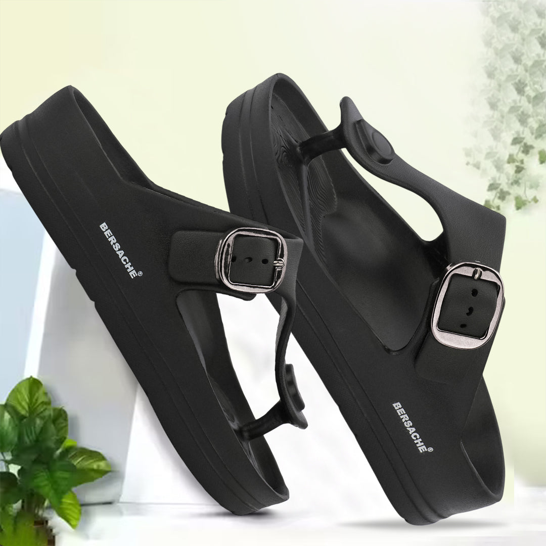 Bersache Extra Soft Classic Casual with Regular wear with Ultra Soft & Flexibility Technology Flip-Flop for Men's-(6288-Black)