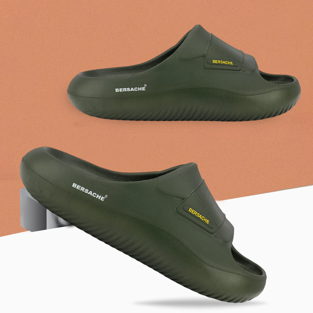 Bersache Extra Soft Classic Casual with Regular wear with Ultra Soft & Flexibility Technology Flip-Flop for Men's-(6281-Green)