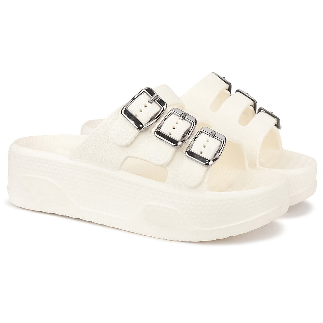 Doctor Bersache Newly Launched Orthopedic Comfort Sliders for Women | Diabetic Friendly | Extra Cushioning | Arch Support | Pain Relief White-DB -115