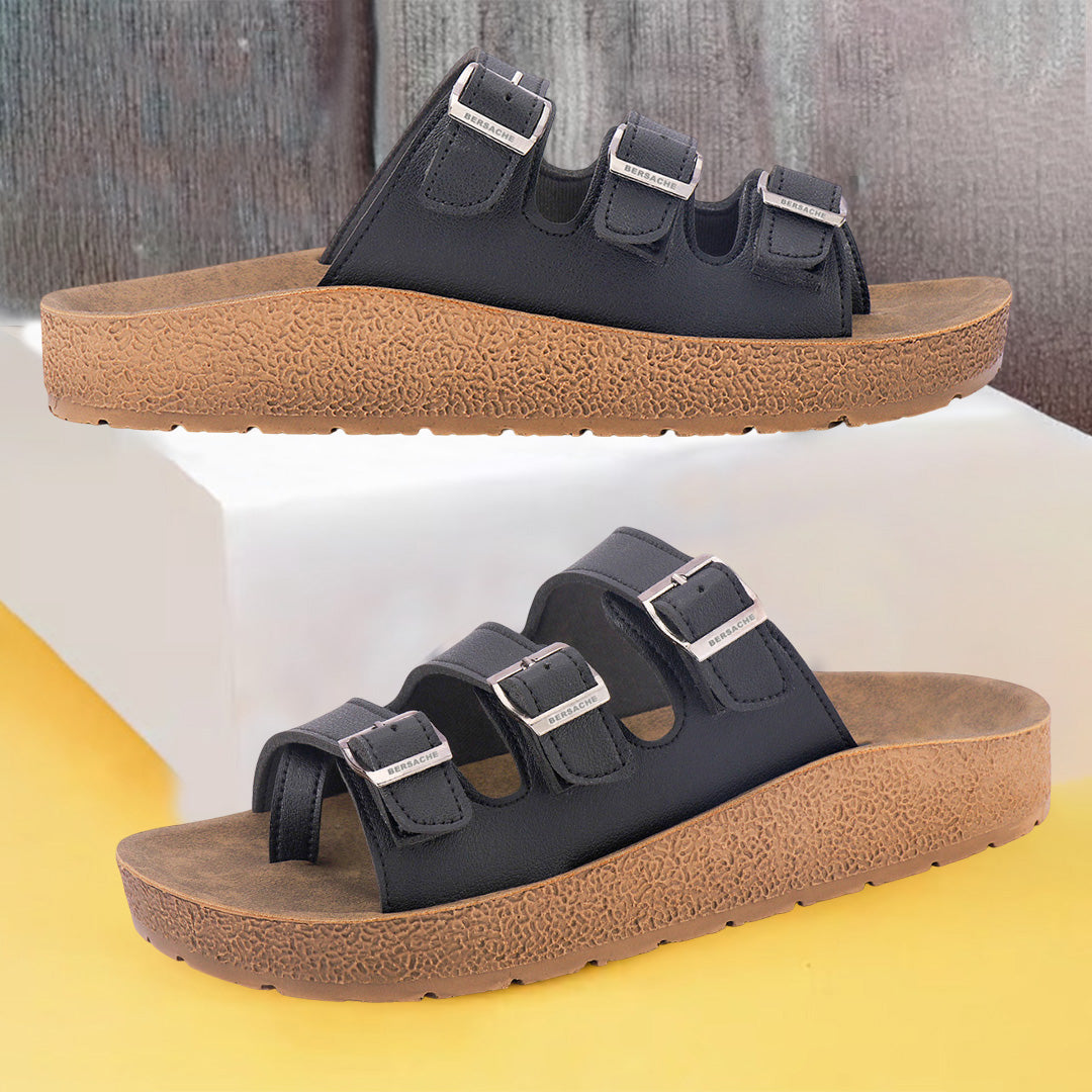 Bersache Extra Soft Classic Casual with Back Strap Regular wear with Ultra Soft & Flexibility Technology Flip-Flop for Men's/ Boy's-(Black-6223)