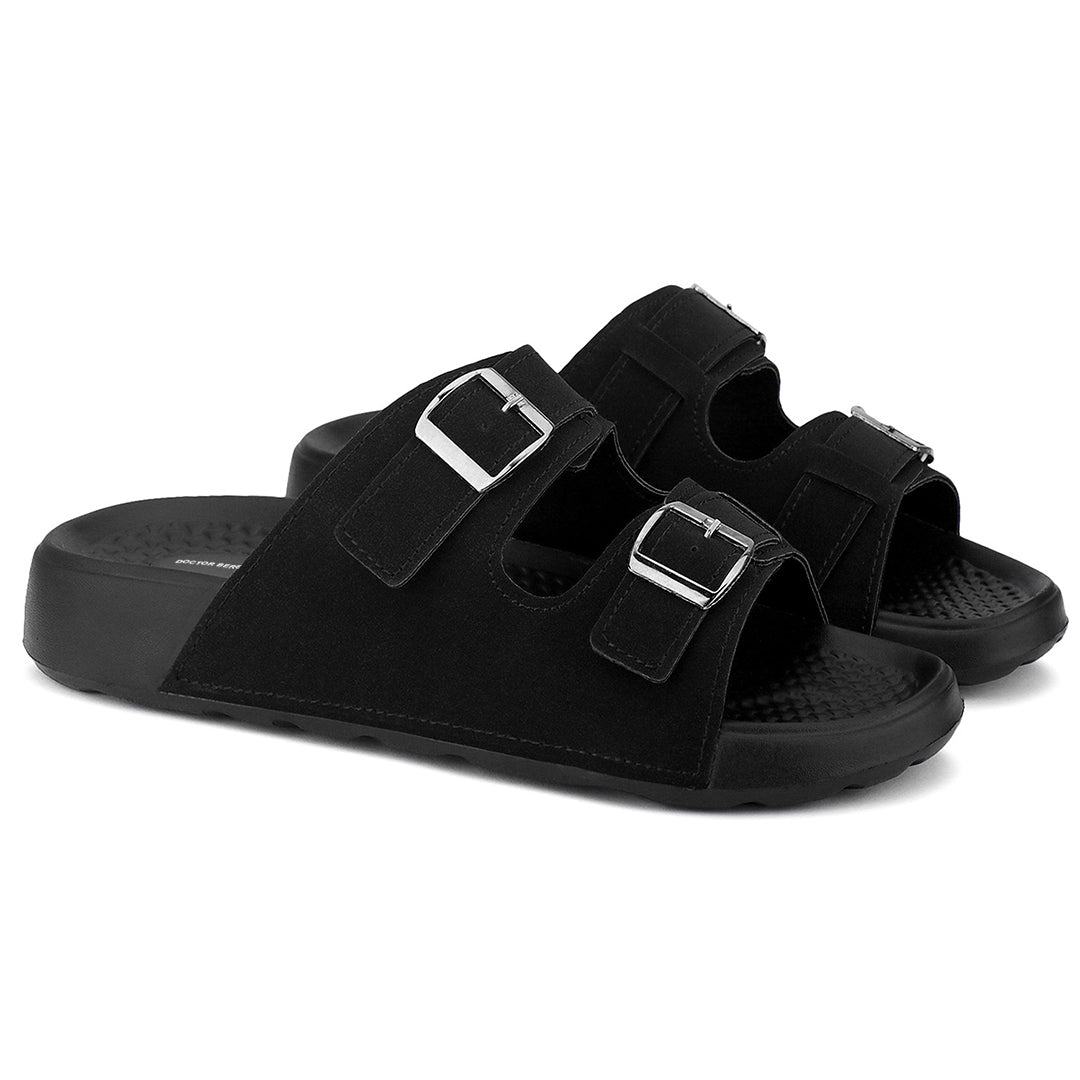 Doctor Bersache Newly Launched Orthopedic Comfort Slider for Men | Diabetic Friendly | Extra Cushioning | Arch Support | Pain | Black-DB -132