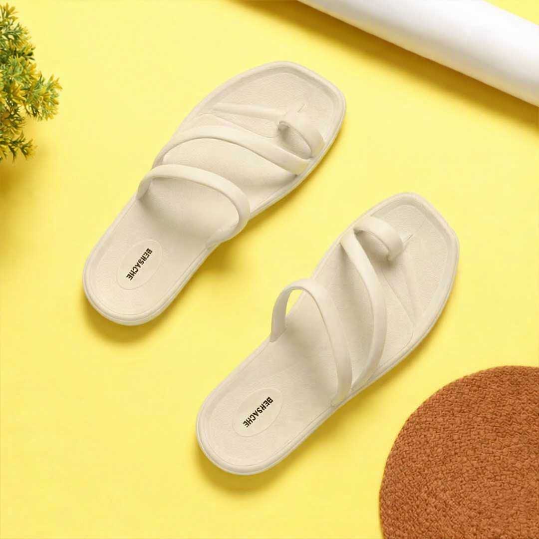 Bersache Extra Soft Classic Casual with Regular wear with Ultra Soft & Flexibility Technology Flip-Flop for Women's-(6304-Beige)