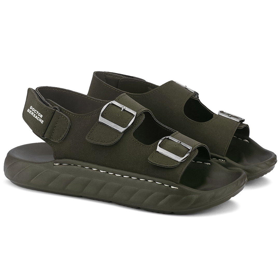 Doctor Bersache Newly Launched Orthopedic Comfort slider for Men | Diabetic Friendly | Extra Cushioning | Arch Support | Pain | Olive -DS134