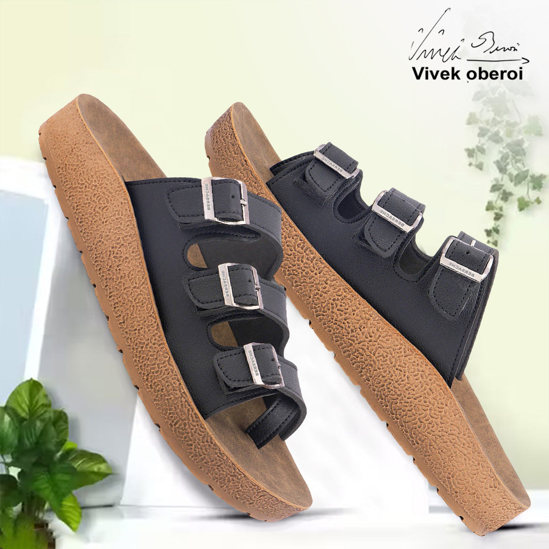 Bersache Extra Soft Classic Casual with Regular wear with Ultra Soft & Flexibility Technology Sandal For Men's & Boy's-Black-6223
