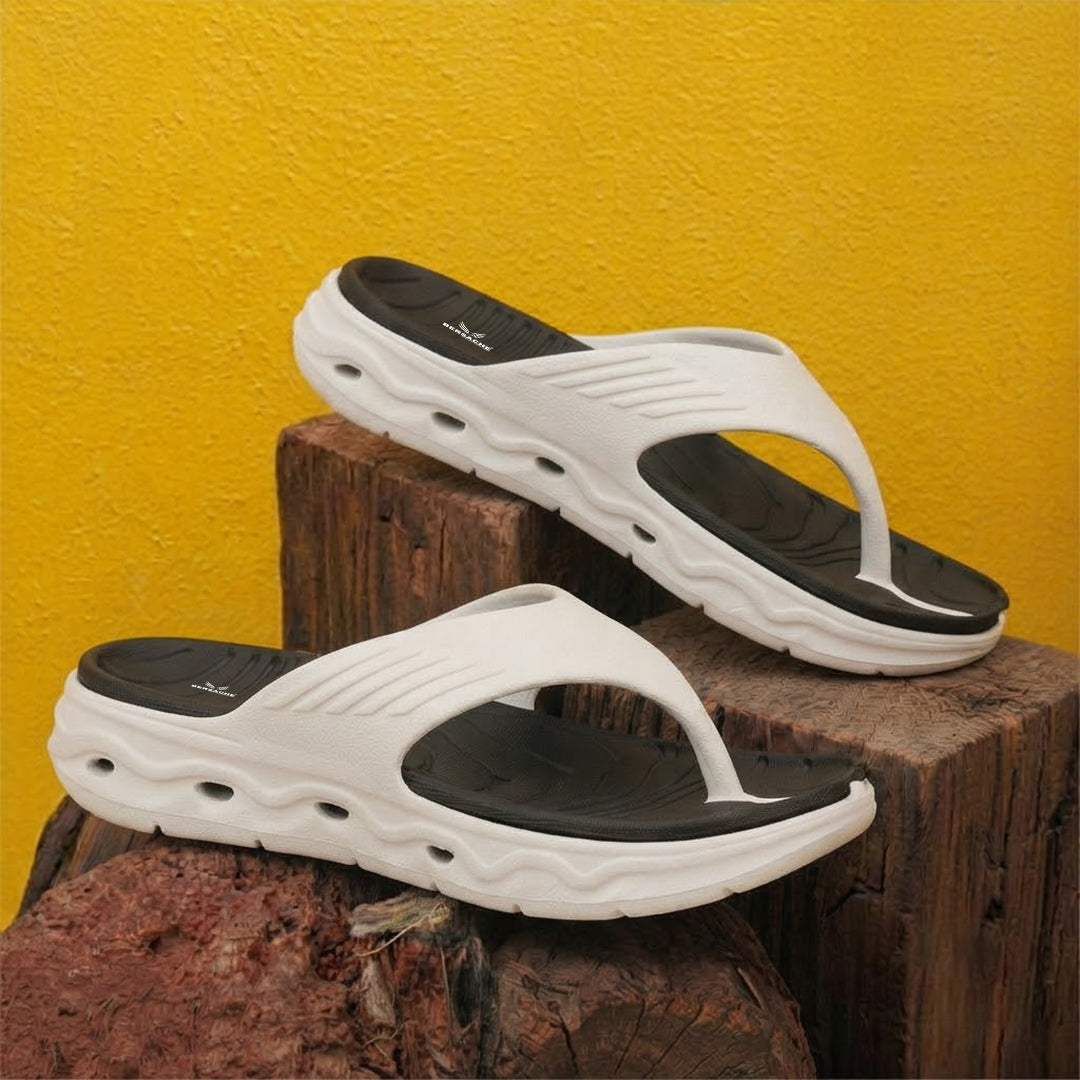Bersache Extra Soft Classic Casual CHAPPAL with Regular wear with Ultra Soft & Flexibility Technology Slippers for Men's-(6342-White & Black)