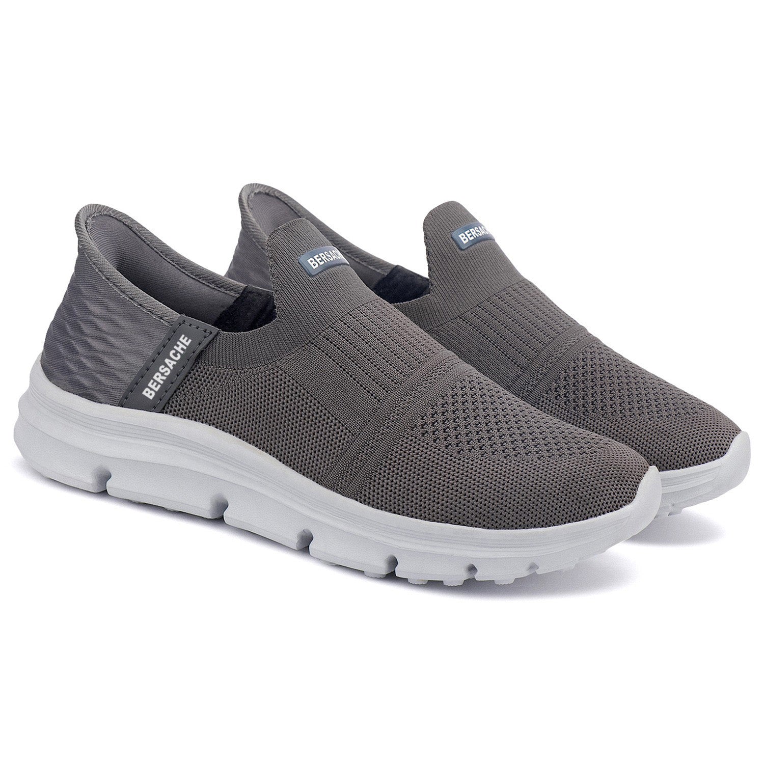 Bersache Lightweight Casual Sneaker Shoes For Men Grey-8076