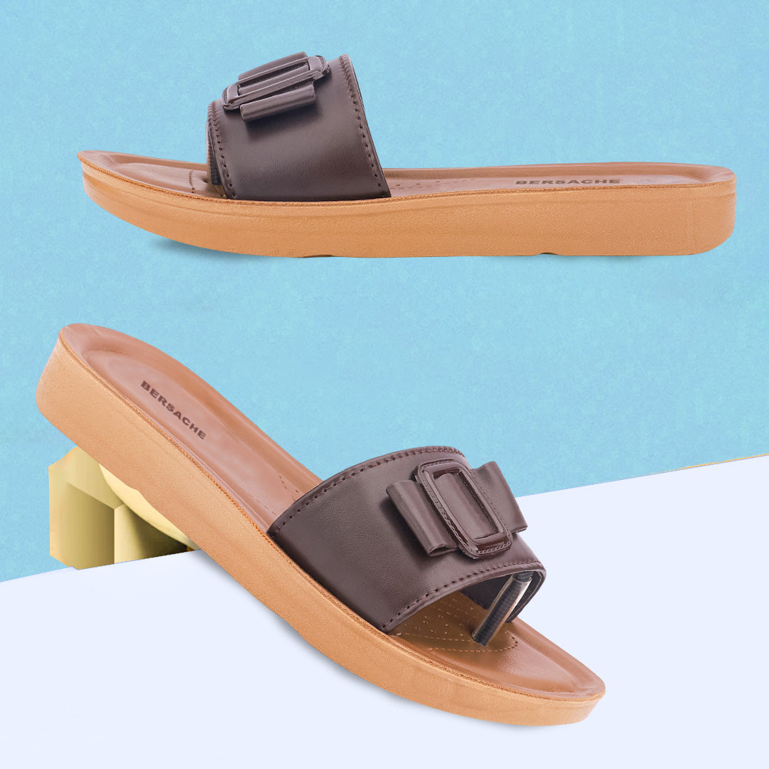 Bersache Extra Soft Classic Casual with Regular wear with Ultra Soft & Flexibility Technology Slipper For Women's & Girl's-Dark(Brown)-6227
