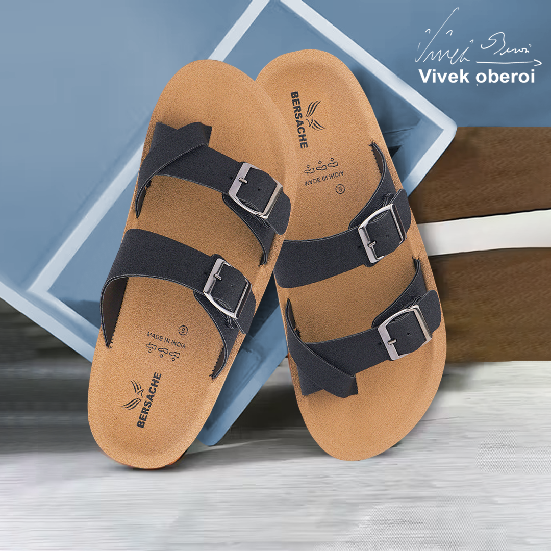 Bersache Extra Soft Classic Casual with Regular wear with Ultra Soft & Flexibility Technology Sandal For Men's & Boy's-Black-6218