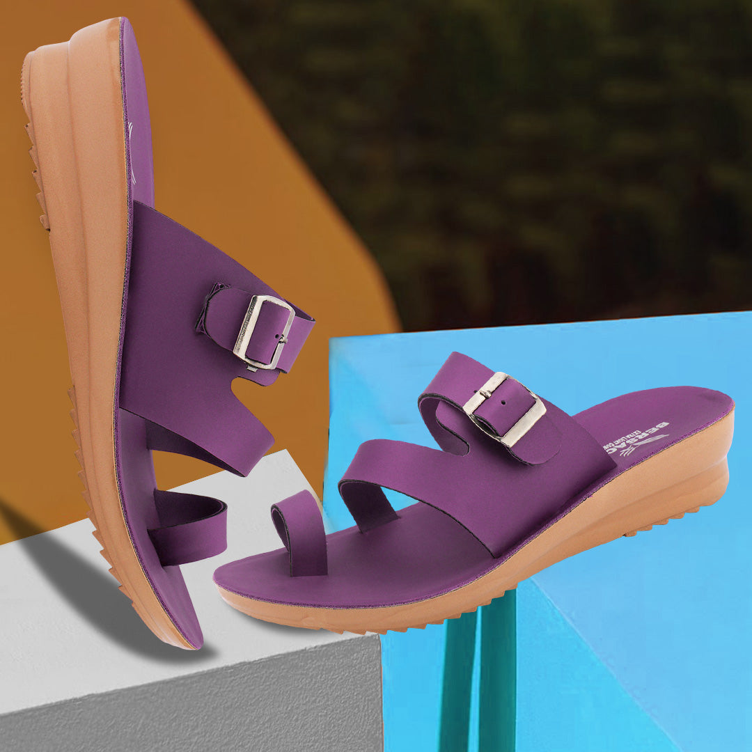 Bersache Extra Soft Classic Casual with Regular wear with Ultra Soft & Flexibility Technology Flip-Flop for Women's & Girl's (6245-Purple)