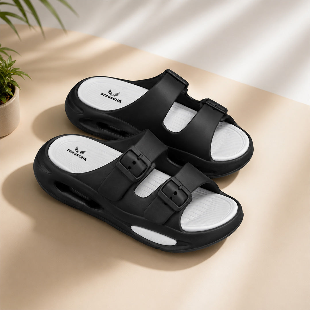 Bersache Extra Soft Classic Casual with Regular wear with Ultra Soft & Flexibility Technology Flip-Flop for Men's-(6345-Gray & Black).
