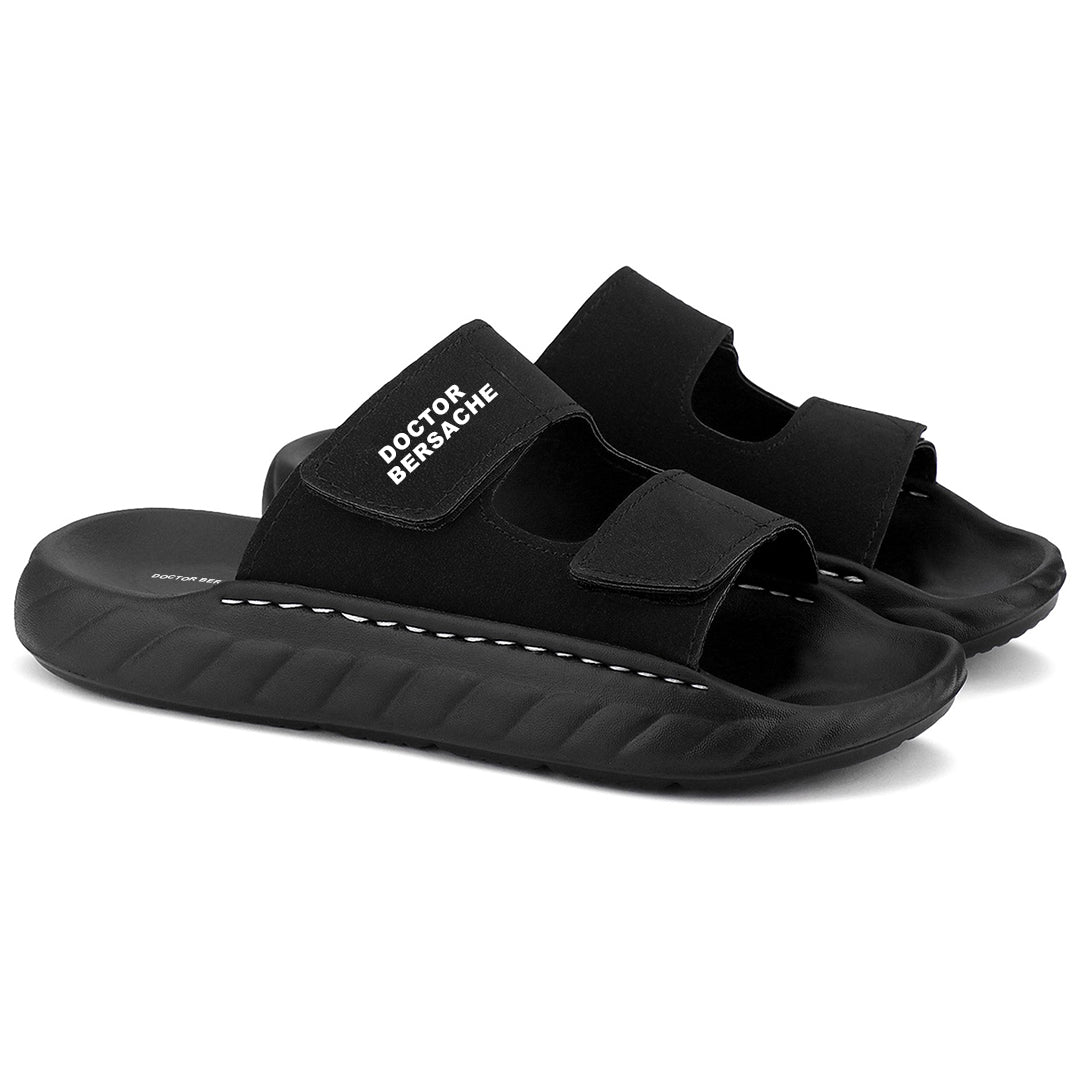 Doctor Bersache Newly Launched Orthopedic Comfort slider for Men | Diabetic Friendly | Extra Cushioning | Arch Support | Pain | Black-DS130