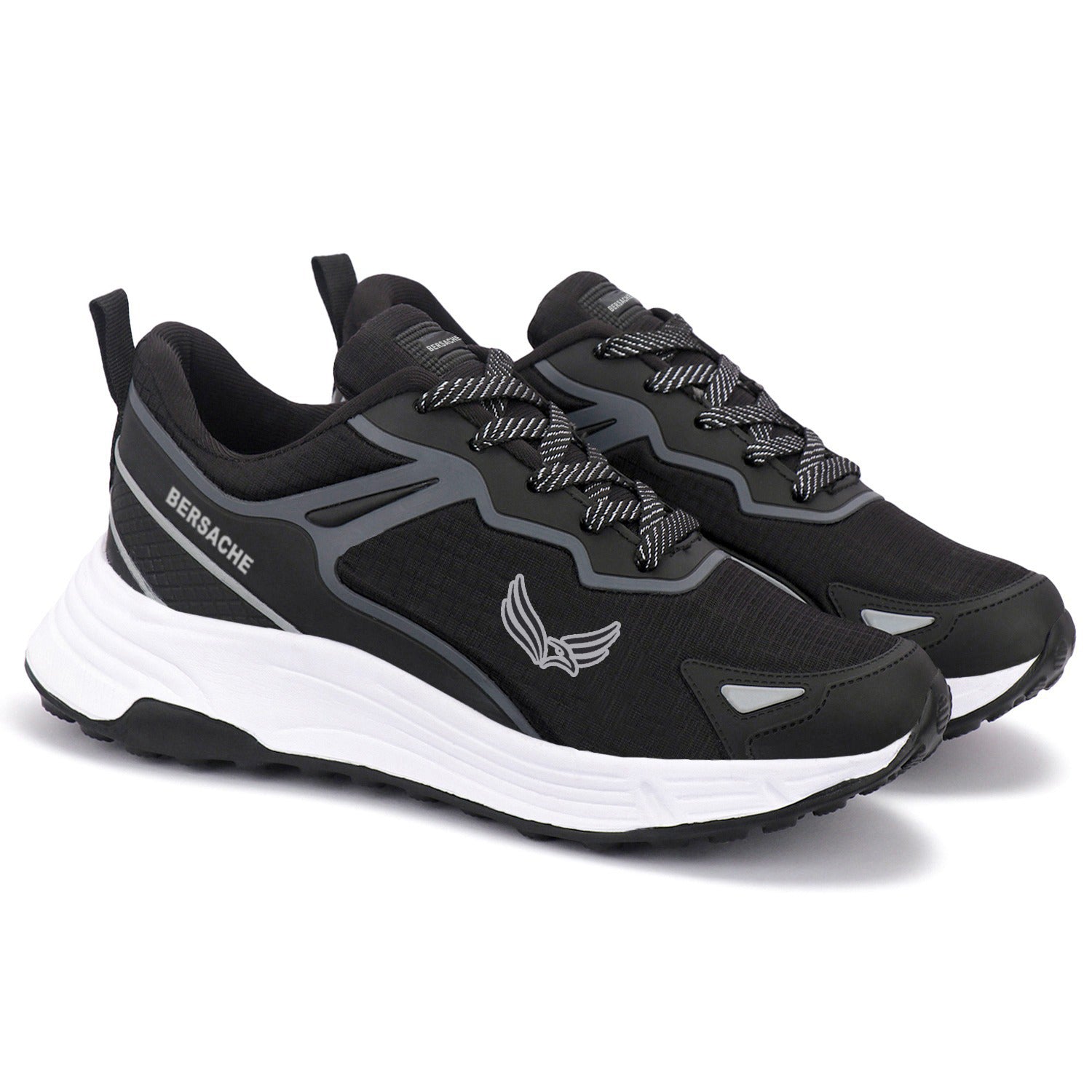 Bersache Casual Sneaker shoe for Men| Soft Cushioned Insole , Slip-Resistance Casuals For Men (Black-Gray-8123)