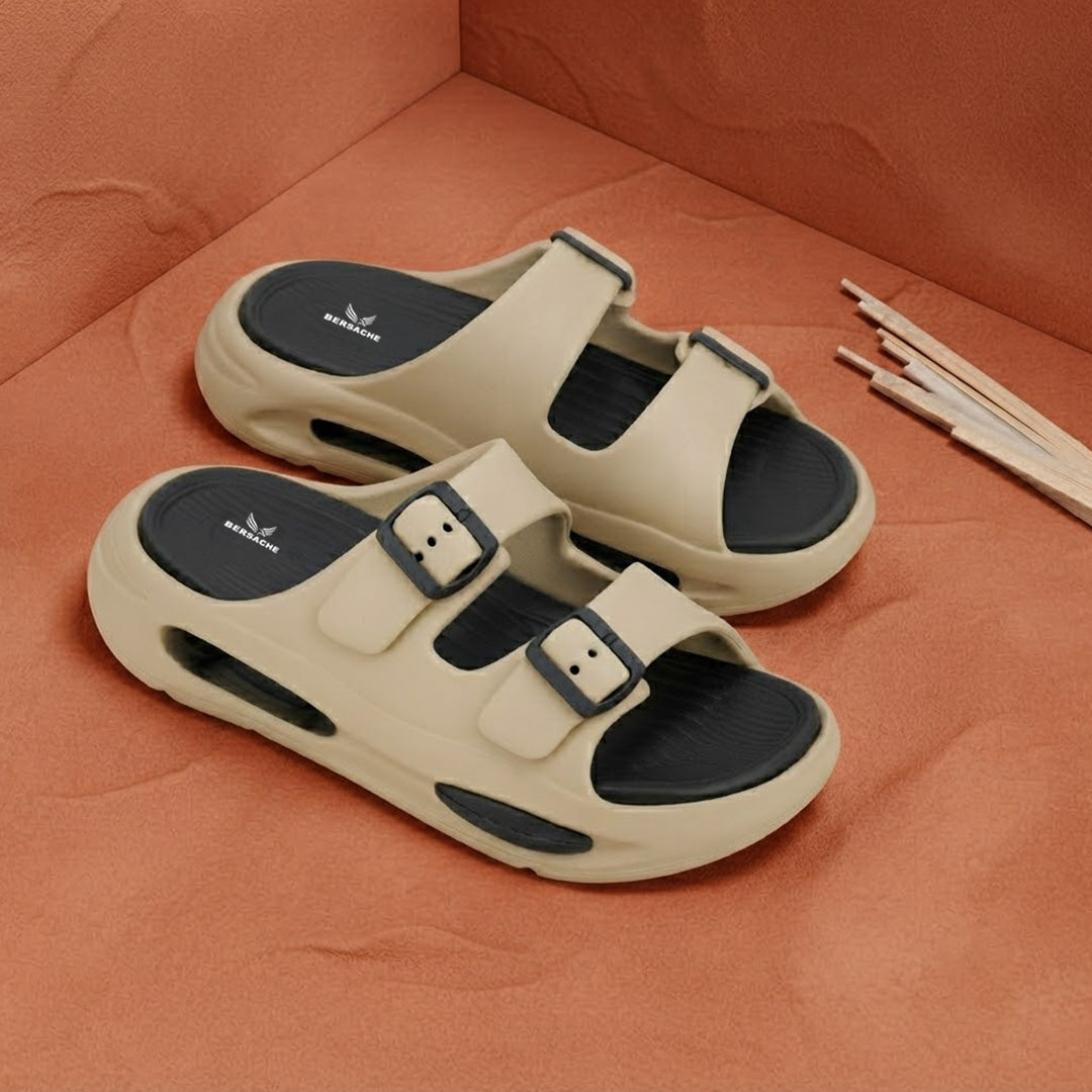 Bersache Extra Soft Classic Casual with Regular wear with Ultra Soft & Flexibility Technology Flip-Flop for Men's-(6346-Beige & Black).