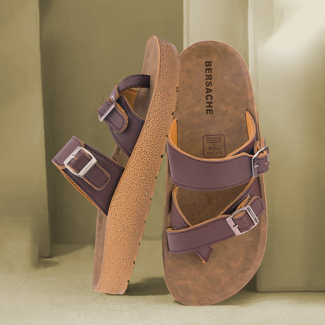 Bersache Extra Soft Classic Casual with Back Strap Regular wear with Ultra Soft & Flexibility Technology Flip-Flop for Men's/ Boy's-(Brown-6224)