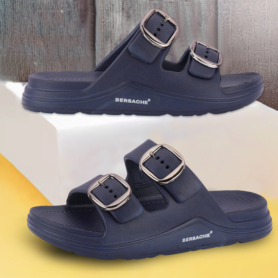 Bersache Extra Soft Classic Casual with Regular wear with Ultra Soft & Flexibility Technology Sandals for Men's-(6285-Navy-Blue)