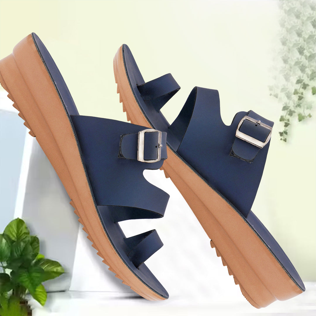 Bersache Extra Soft Classic Casual with Regular wear with Ultra Soft & Flexibility Technology Sandal's For Women's & Girl's-(6244-Navy-blue)