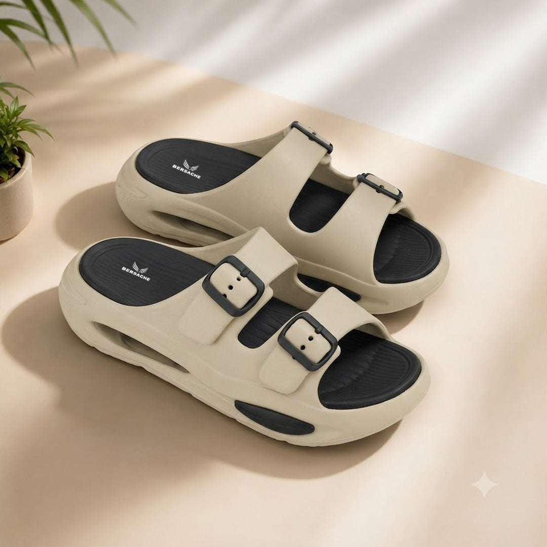 Bersache Extra Soft Classic Casual CHAPPAL with Regular wear with Ultra Soft & Flexibility Technology Slippers for Men's-(6346-Beige & Black).