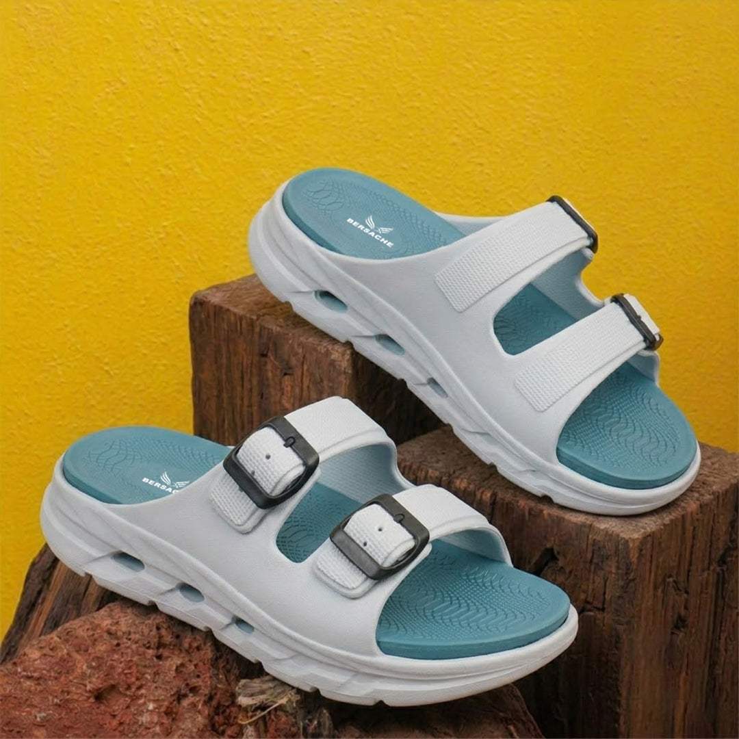 Bersache Extra Soft Classic Casual with Regular wear with Ultra Soft & Flexibility Technology Flip-Flop for Men's-(6340-Sea-Green & White).