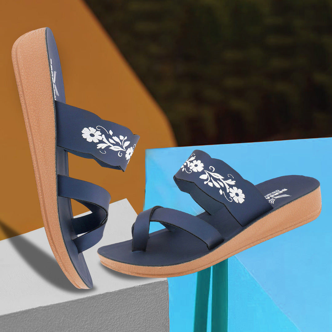 Bersache Extra Soft Classic Casual with Regular wear with Ultra Soft & Flexibility Technology Flip-Flop for Women's & Girl's (6242-Navy-Blue)