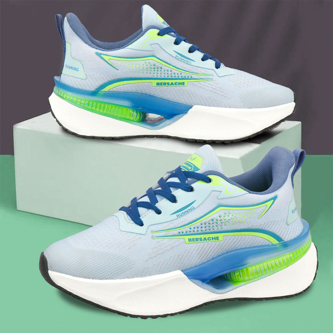 Bersache Casual Sneaker shoe for Men| Soft Cushioned Insole , Slip-Resistance Casuals For Men (Grey-green-9216).