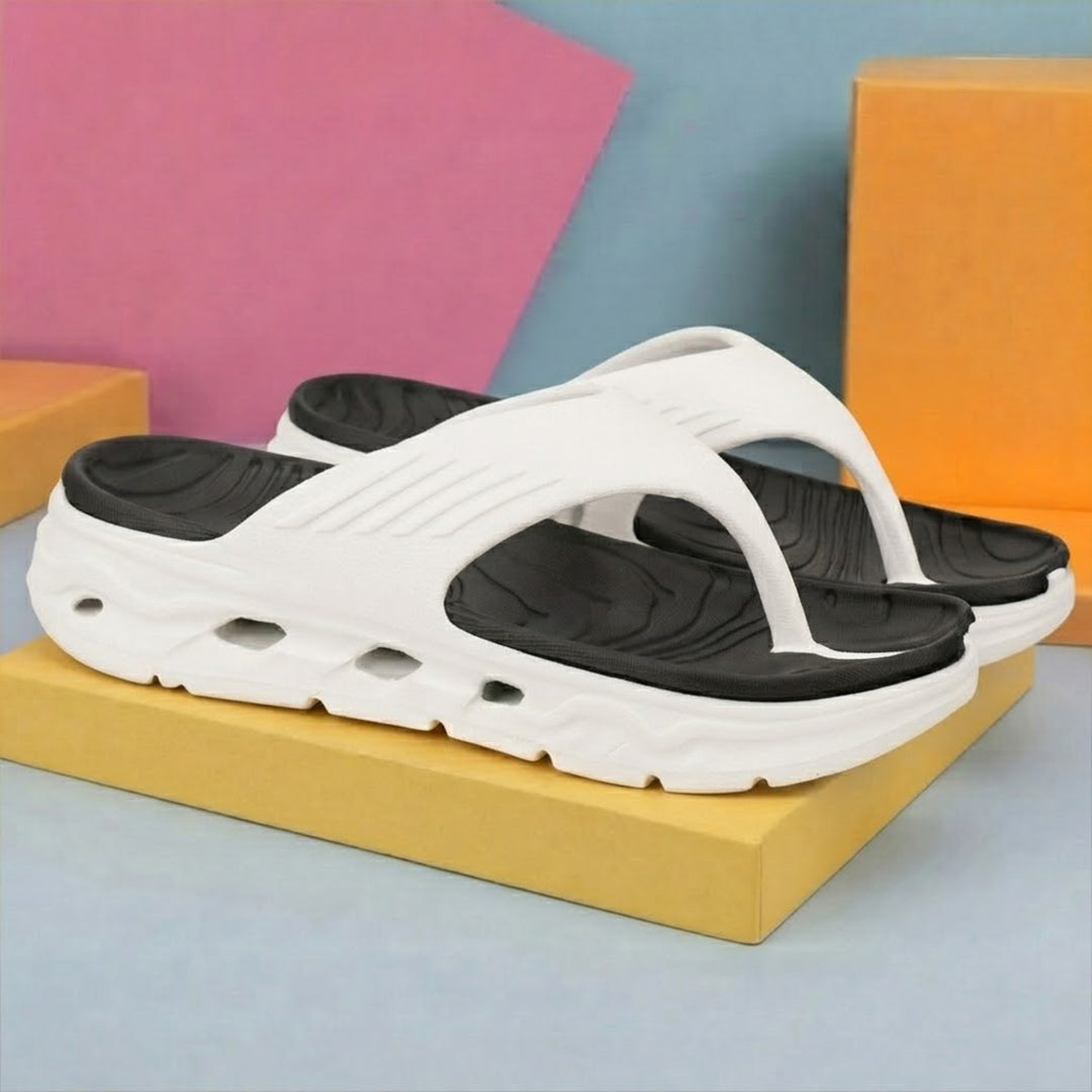 Bersache Extra Soft Classic Casual with Regular wear with Ultra Soft & Flexibility Technology Sandals for Men's-(6342- White & Black)