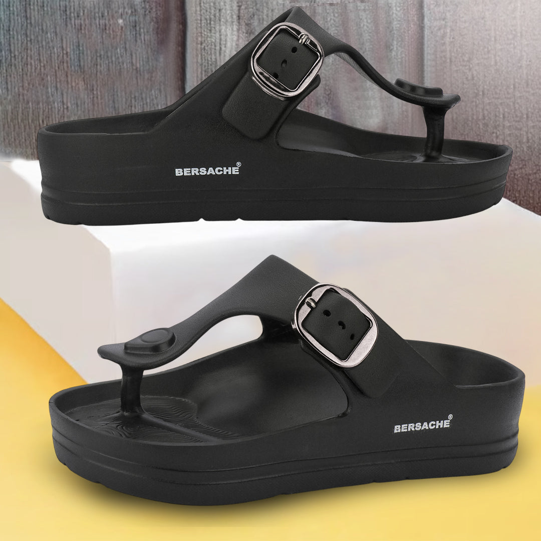 Bersache Extra Soft Classic Casual with Regular wear with Ultra Soft & Flexibility Technology Sandals for Men's-(6288-Black)