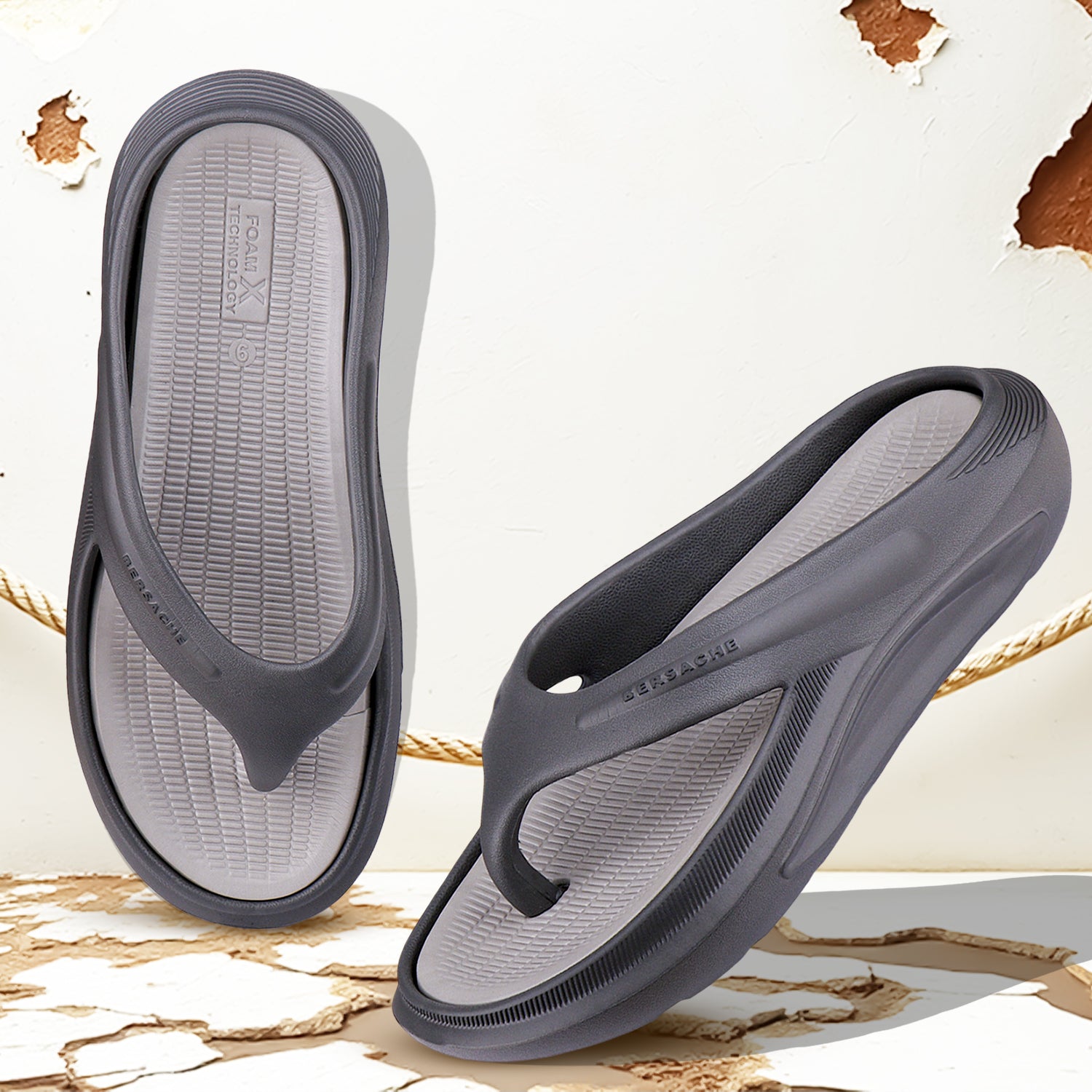 Bersache Extra Soft Classic Casual with Regular wear with Ultra Soft & Flexibility Technology Flip Flop for Men's & Boy's (6178-Grey)