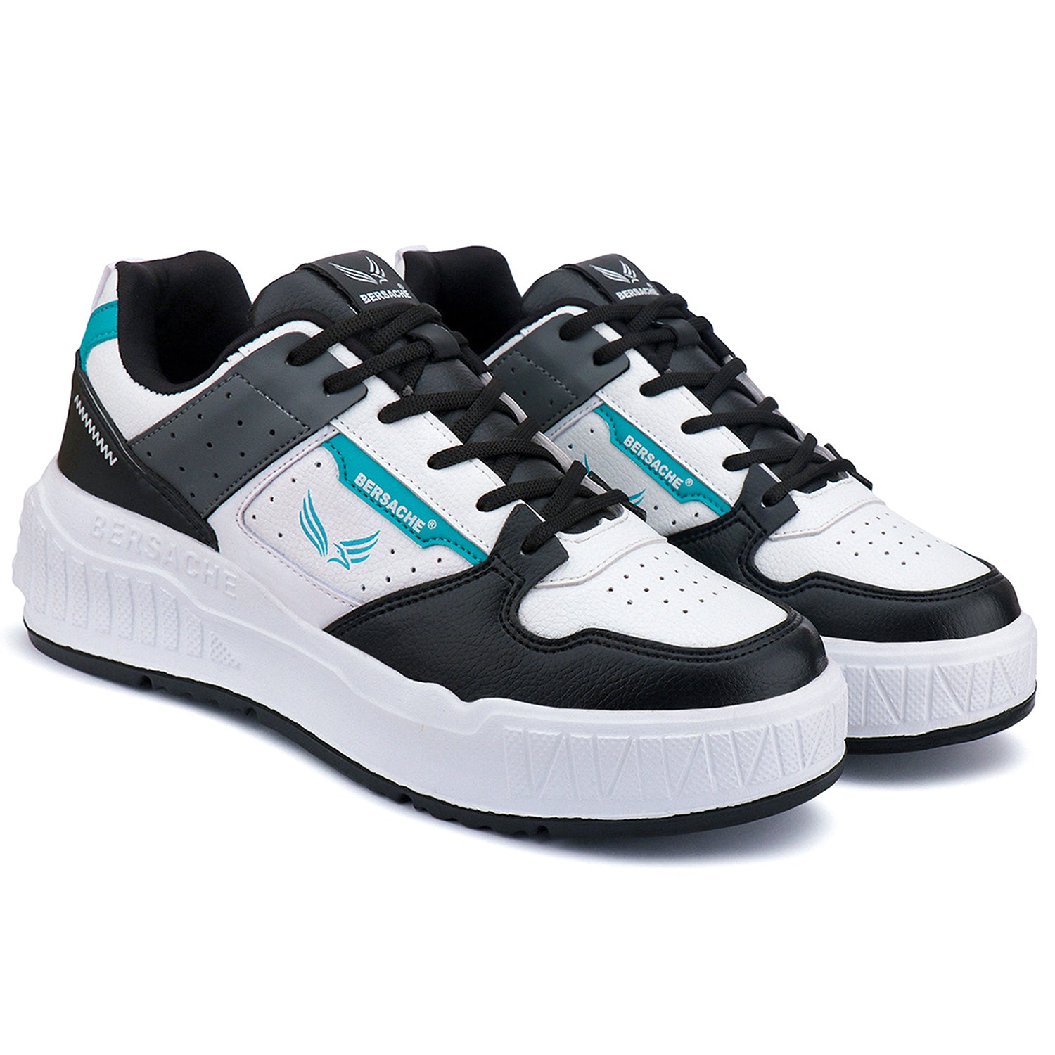 Bersache Lightweight Sports Running Shoes For Men Light ( Black& Blue-8051 )