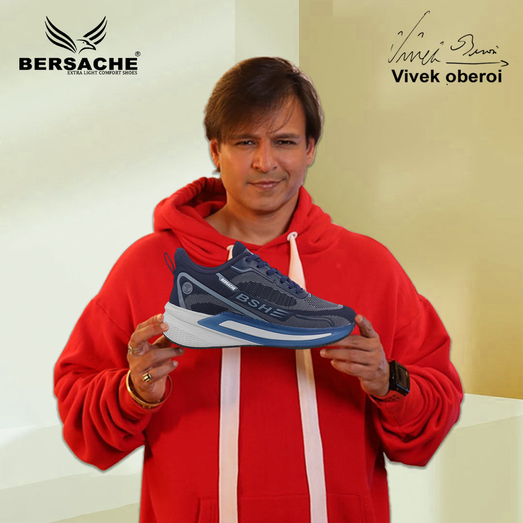 Bersache Casual Sneaker shoe for Men| Soft Cushioned Insole , Slip-Resistance Casuals For Men (Blue-Gray-9210)