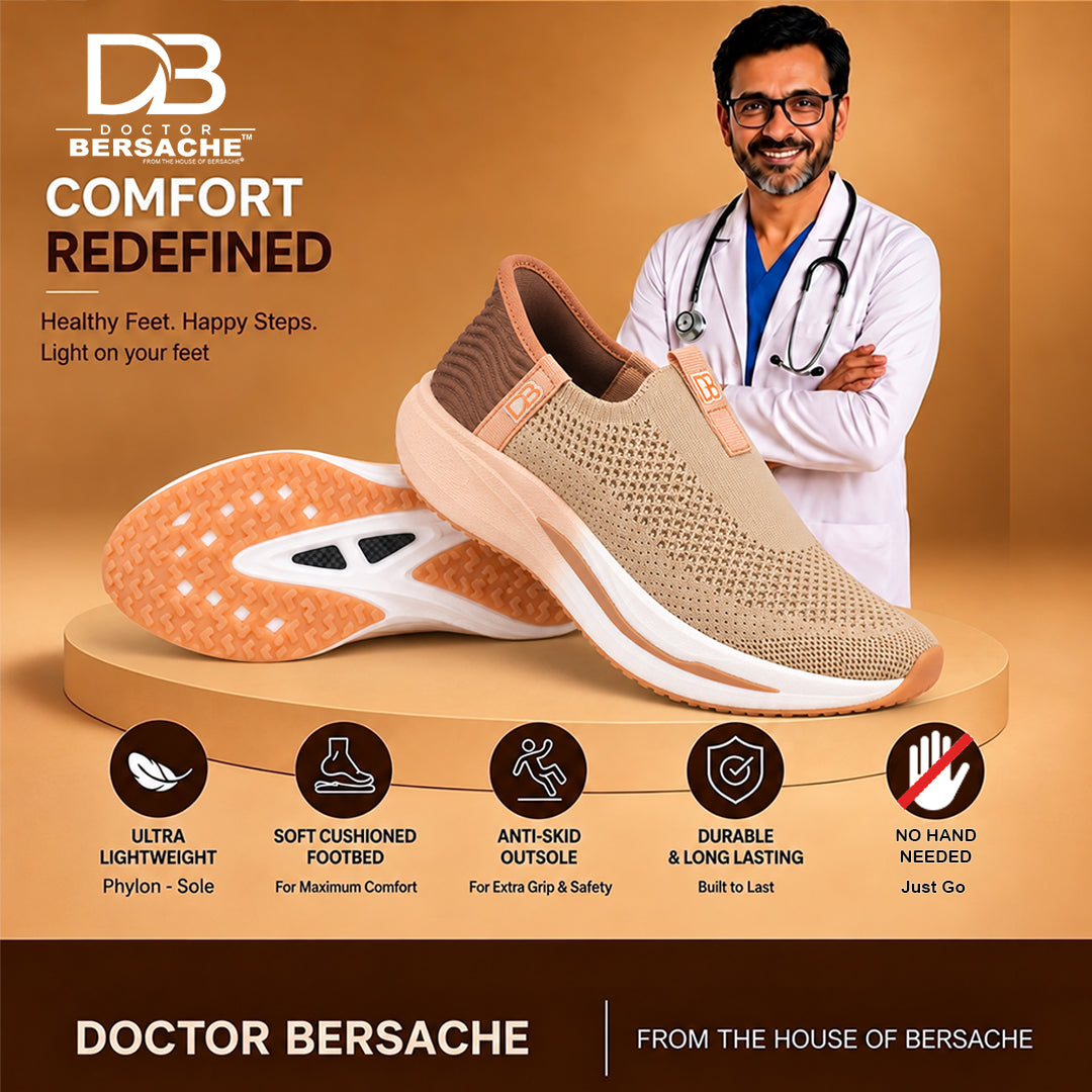 Doctor Bersache Newly Launch Pain Relief Sports Shoes for Men | Diabetic Friendly | Orthopedic Design | Extra Cushioning | Arch Support insole | Brown-DB-137