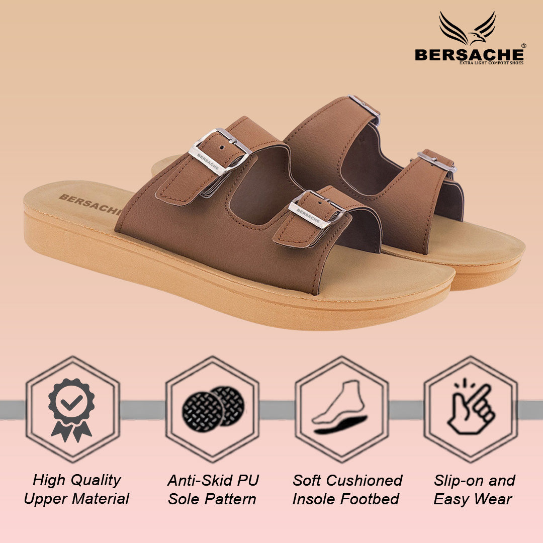 Bersache Extra Soft Classic Casual with Regular wear with Ultra Soft & Flexibility Technology Slipper For Women's & Girl's-Brown-6225