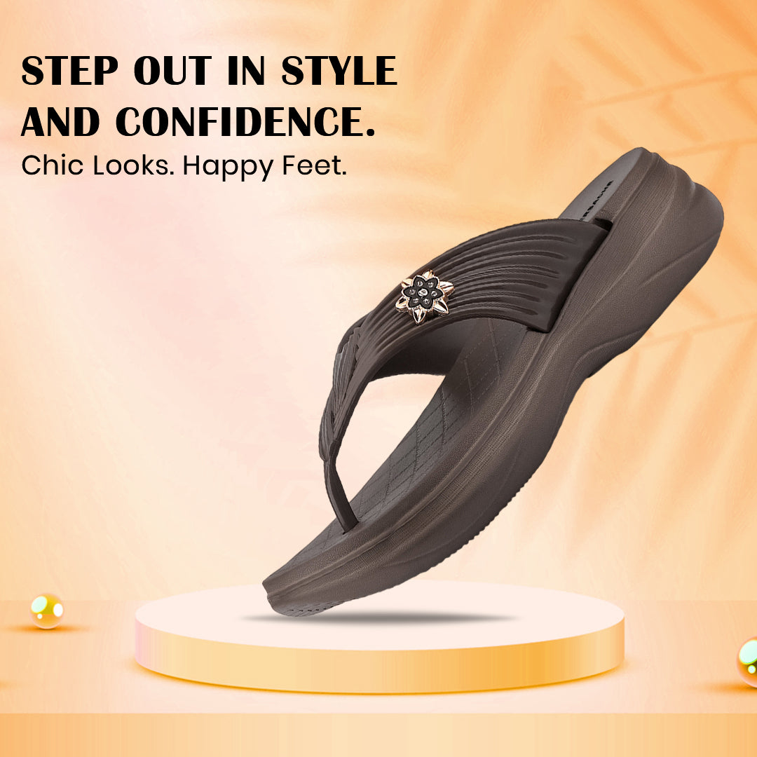 Bersache Extra Soft Classic Casual with Regular wear with Ultra Soft & Flexibility Technology Slipper for Women's-(6372-Brown).
