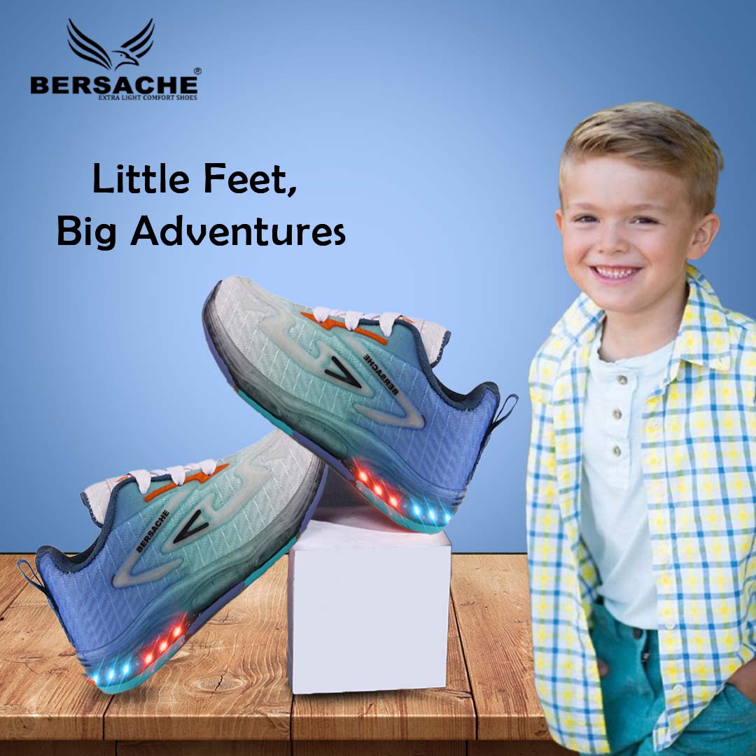 Bersache Casual Sneaker shoe for Kids|Soft Cushioned Insole,Slip-Resistance Casuals For Kids - Blue - 8033.