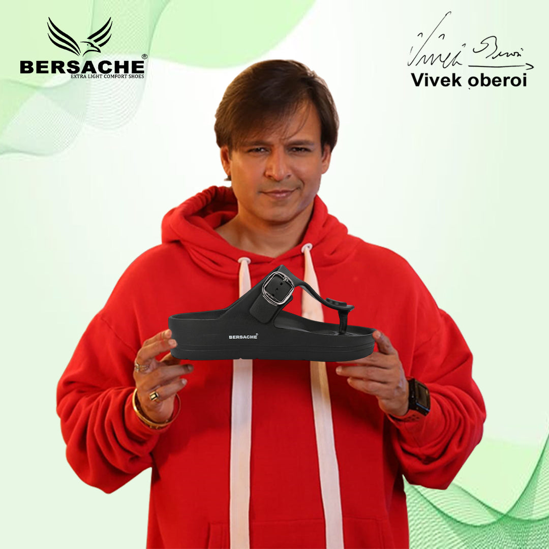 Bersache Extra Soft Classic Casual with Regular wear with Ultra Soft & Flexibility Technology Flip-Flop for Men's-(6288-Black)