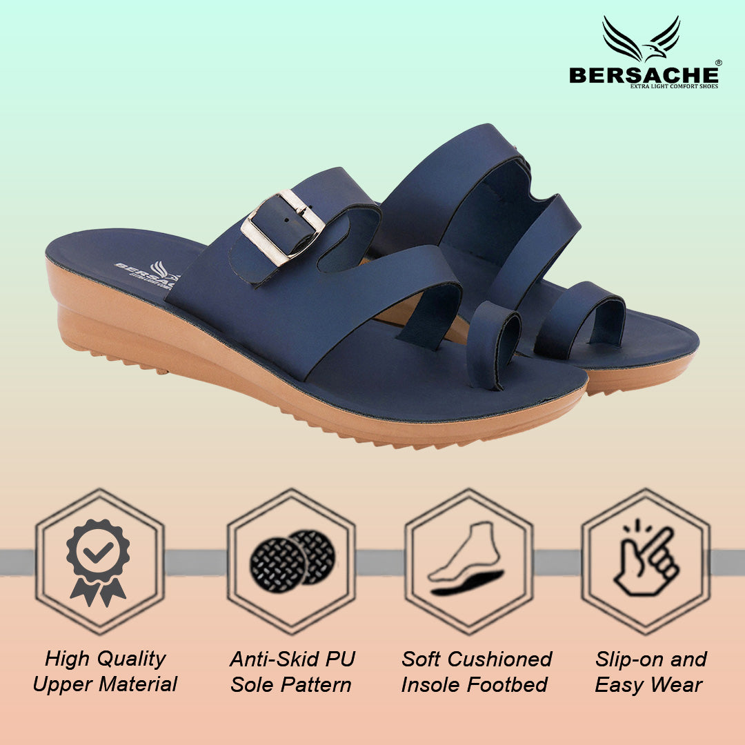 Bersache Extra Soft Classic Casual with Regular wear with Ultra Soft & Flexibility Technology Sandal's For Women's & Girl's-(6244-Navy-blue)