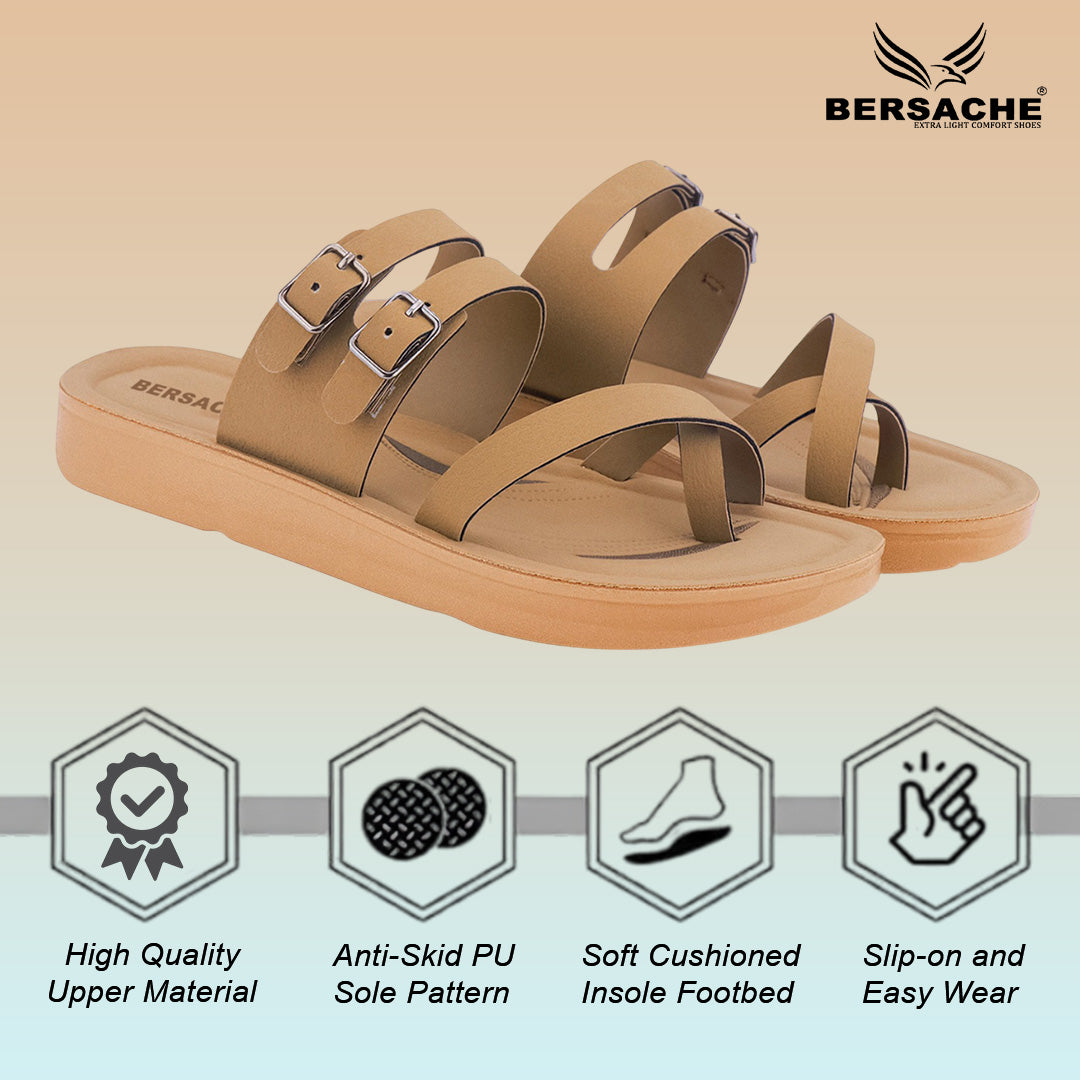 Bersache Extra Soft Classic Casual with Regular wear with Ultra Soft & Flexibility Technology Flip Flop For women's/Girl's-(Beige-6226).