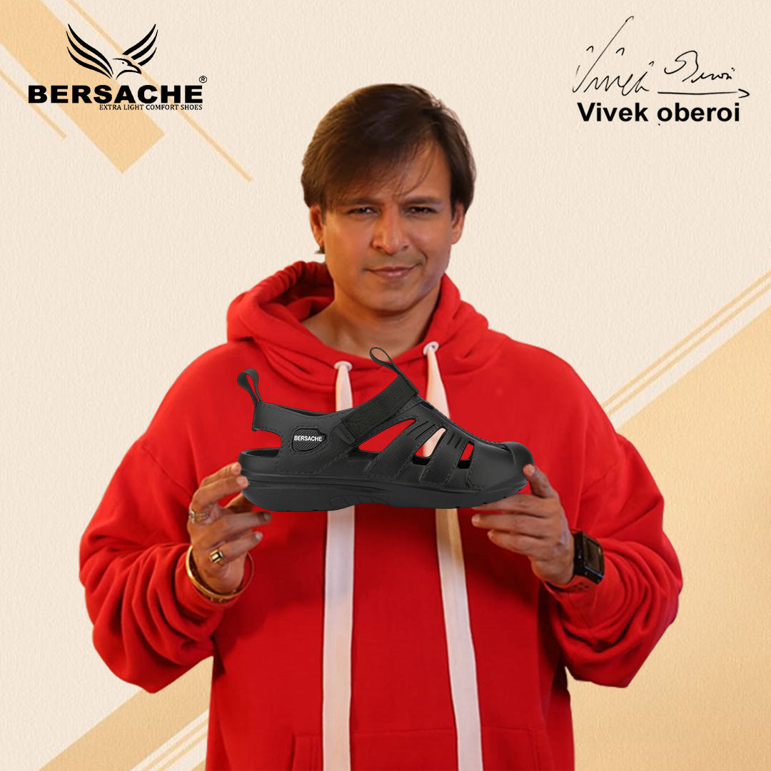 Bersache Extra Soft Classic Casual with Regular wear with Ultra Soft & Flexibility Technology Sandal For men's & boy's-Black-6262